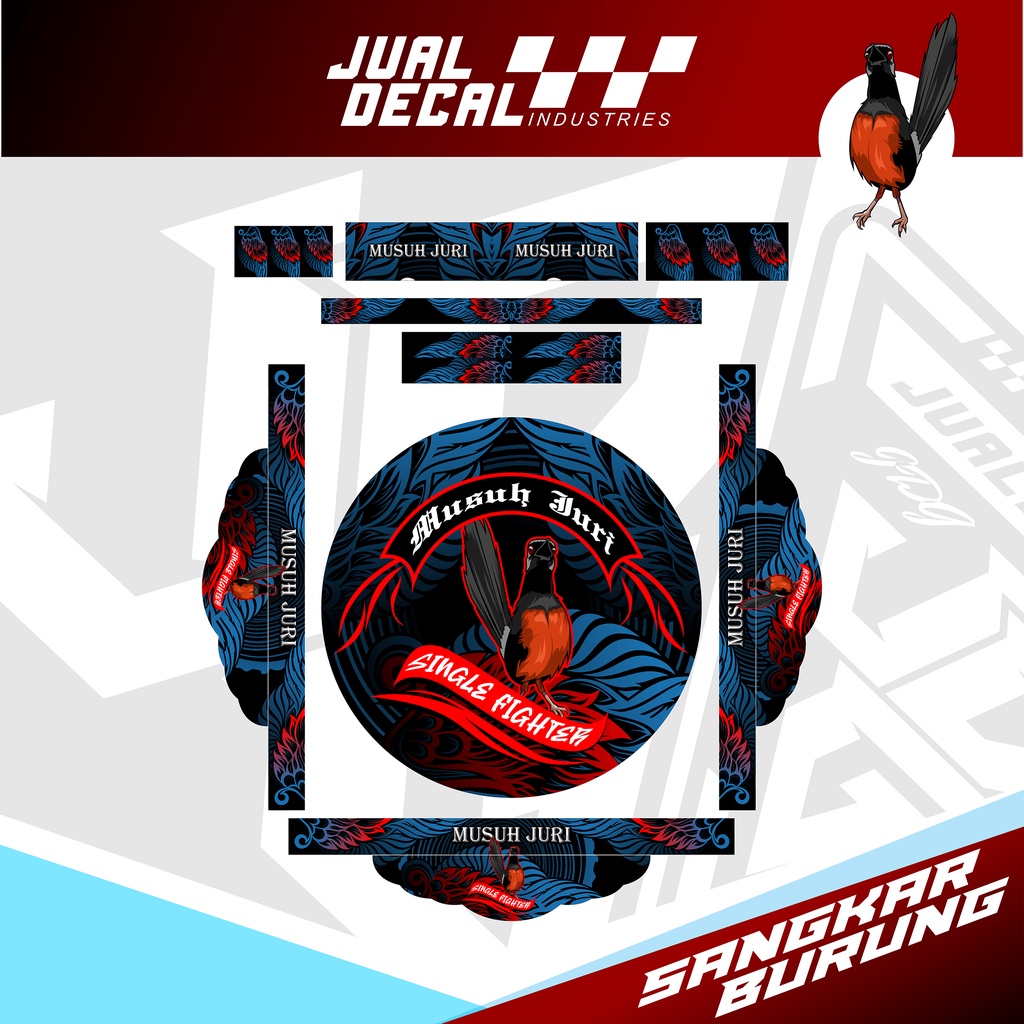 Decal Tebok Sangkar Burung Murai Batu SINGGLE FIGHTER SF Stiker Kandang Bulat Ebod