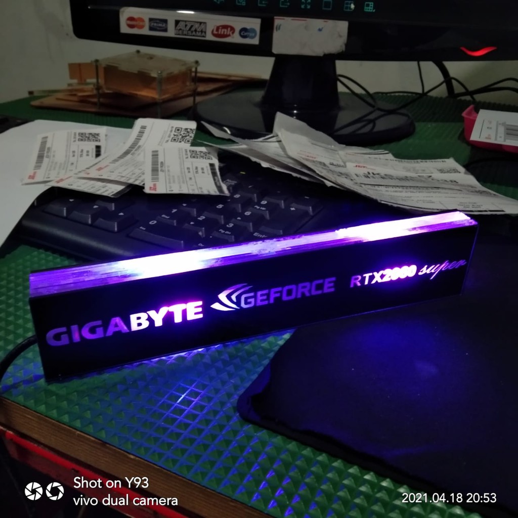 led cpu custom logo akrilik remote controller suka suka anda