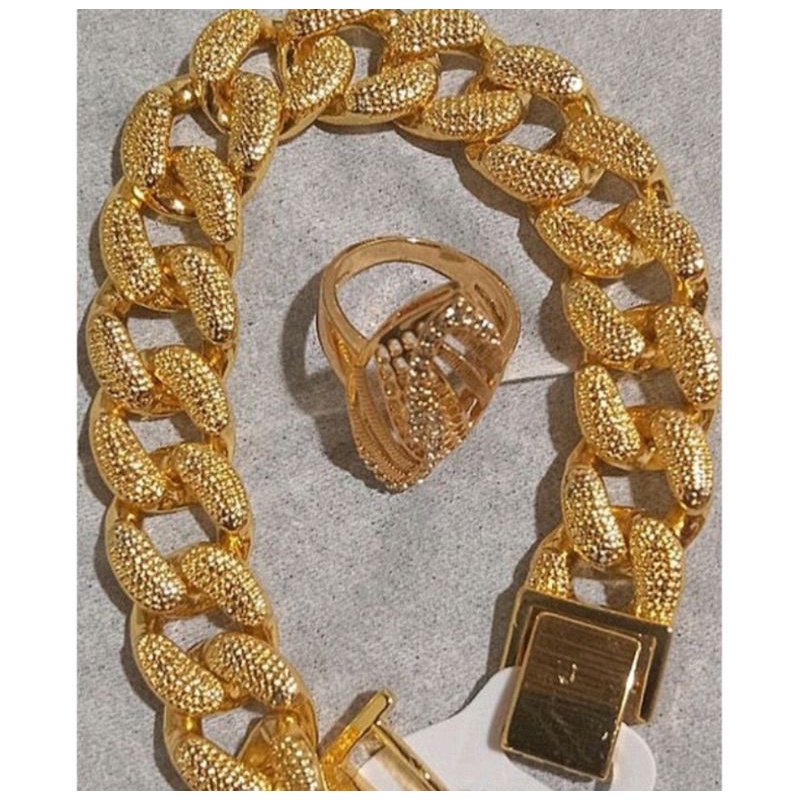 Gelang sisik naga rantai besar free cincin kombinasi berlapis