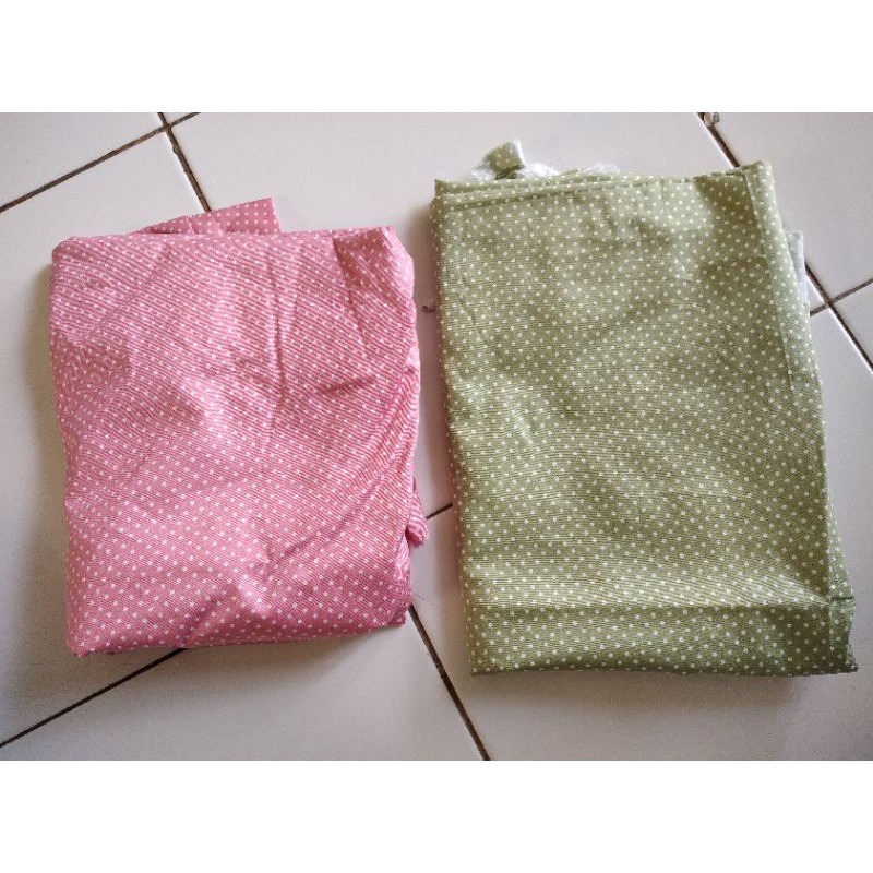 kain perca polkadot hijau pink katun jepang