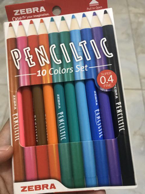 Penciltic Zebra  Warna  10 Colours 0 4 mm Pencil tic 