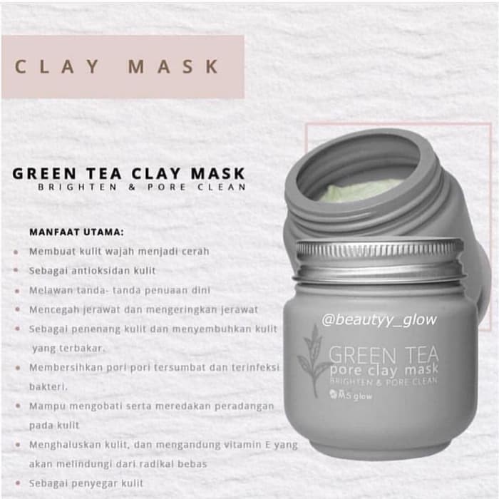 GREEN TEA CLAY MASK MS GLOW MASKER WAJAH