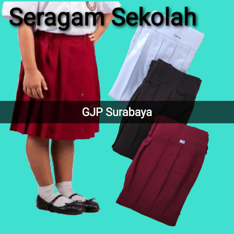 seragam sekolah rok plisir / plisket pendek SD