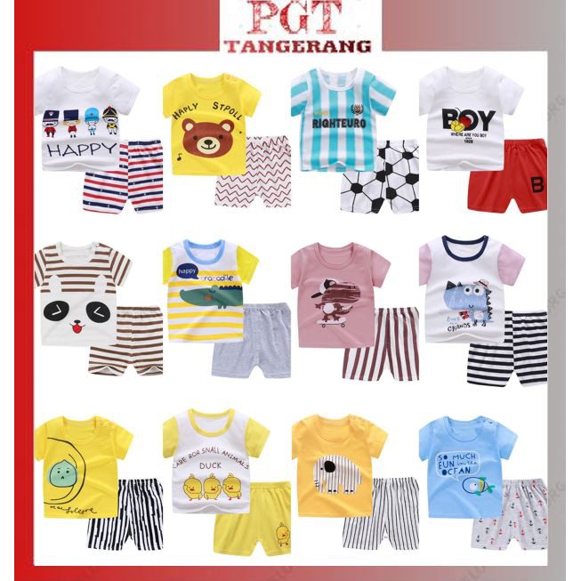 PGT - Setelan Anak 0- 3 Tahun Model 1 - 12 Baju Setelan Anak Piyama Tidur Pendek Jumper Anak Bayi