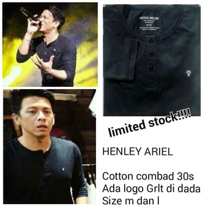 Henley Ariel  Noah Hitam Lengan  Panjang  T shirt GRLT Ariel  