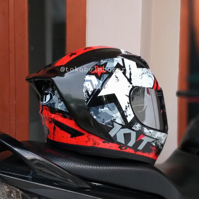 Jual HELM KYT FULLFACE KYT R10 SERI 3 RED VISOR SILVER SPOILER 3D GP