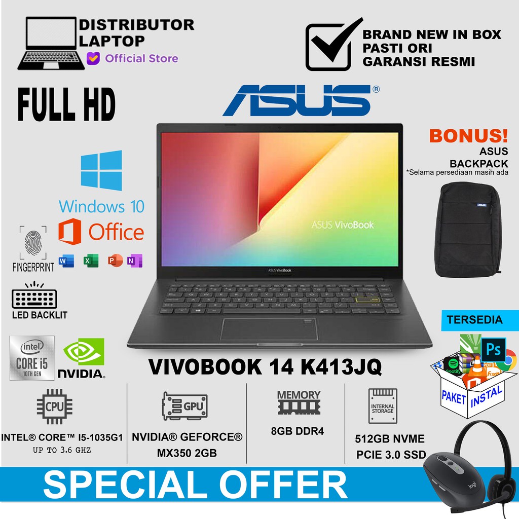 Laptop Asus Vivobook K413JQ VIPS551 i5-1035G1 MX350 8GB
