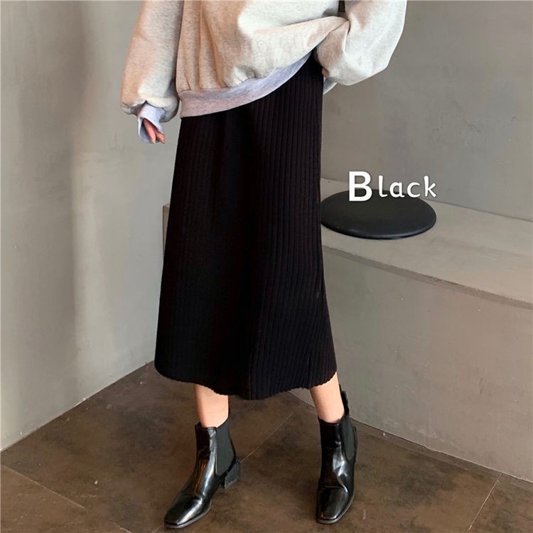 Rok Panjang Rajut rok hitam Fashion Wanita /Rok Korean Style Rok Hitam Panjang