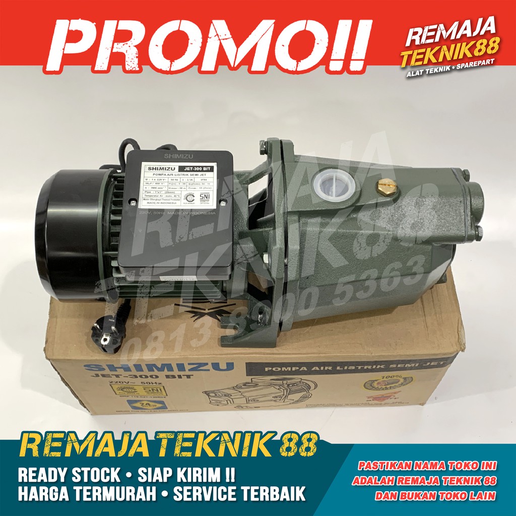 Pompa Air Semi Jet Pump Shimizu Jet 300 Bit Non Otomatis Sumur Dangkal Hisap 11m Shopee Indonesia