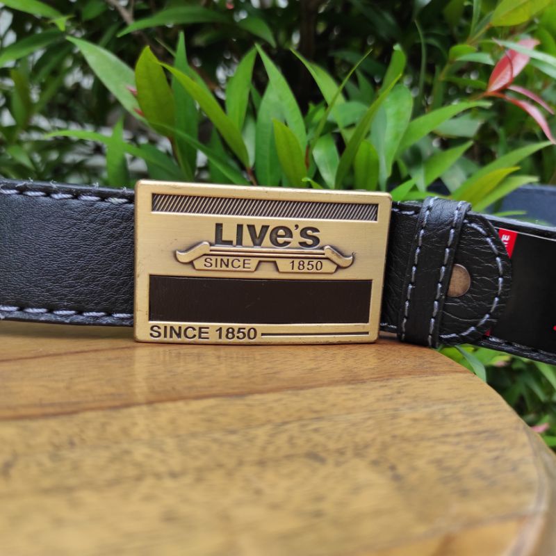 Gesper LIVE'S Kuningan Ikat Pinggang Pria lapis Kulit Cantol Mewah Sabuk Pria Semi Kulit High Class