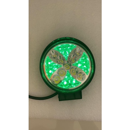 lampu sorot tembak 9 led 12-24 volt model bulat senja nyala RGB