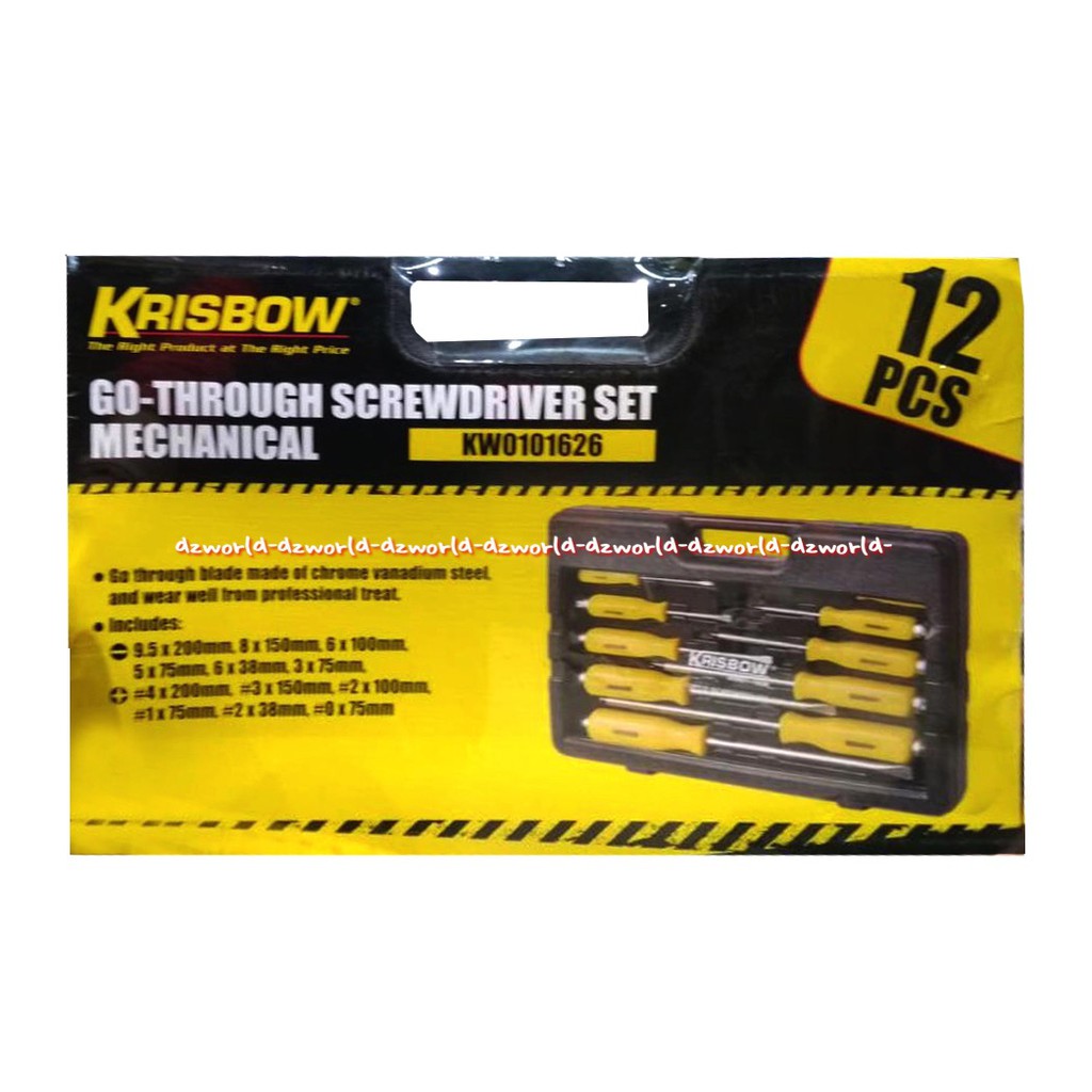 Krisbow Screwdriver Set 12pcs Perkakas Mekanik Set Obeng 1set Screw Driver Membuka Mengencangkan Baut Kris Bow