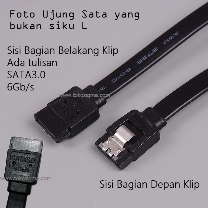 Kabel DATA Hardisk HDD DVD SATA III 6 Gbps versi 3.0 siku L Klip Clip 38cm