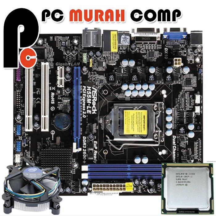 Paket Mainboard LGA 1156 H55 Onboard Dengan I3 540 3.06GHz