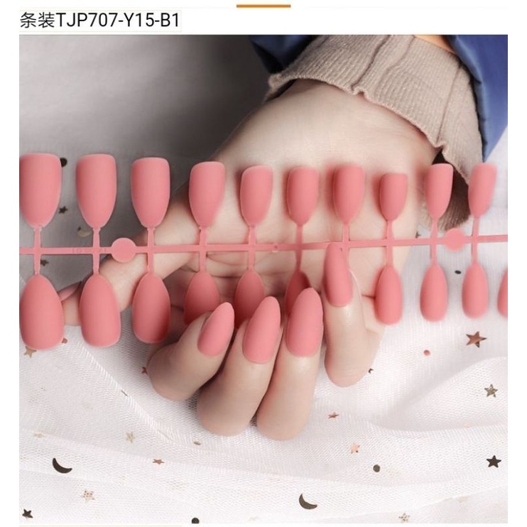 Kuku Palsu polos/False nails Warna doff 24pcs,Doff(blm ada lem)