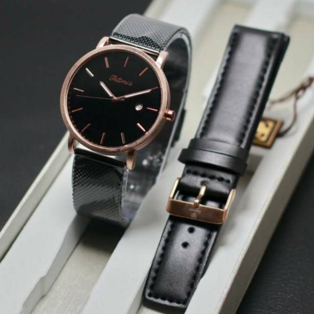 Jam Tangan Pria / Wanita Tetonis Rantai Paket Original Garansi 1 Tahun
