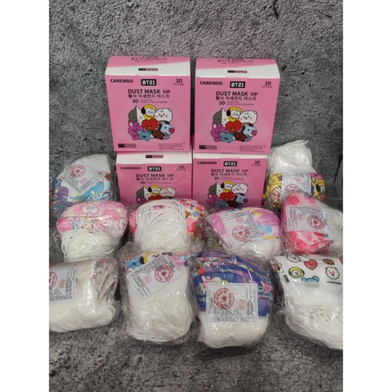 MASKER DUCKBILL ANAK MOTIF BTS21 ISI 50PC 3PLY