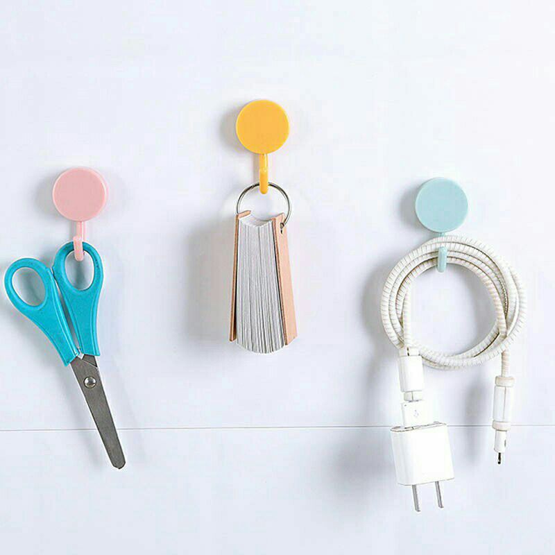 GANTUNGAN HOOK BULAT POLOS TEMPEL TEMBOK WALL HOOK STIKER DINDING ( HARGA TERTERA UNTUK 1 LUSIN / 12 PCS )