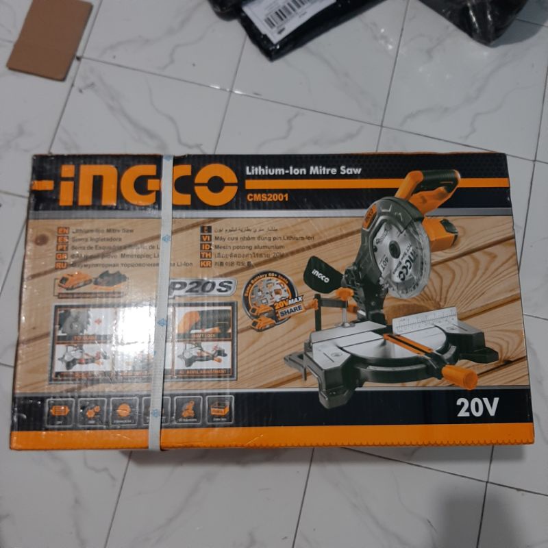 0MITRE MITER SAW CORDLESS 20V POTONG KAYU ALUMINIUM INGCO CMS2001