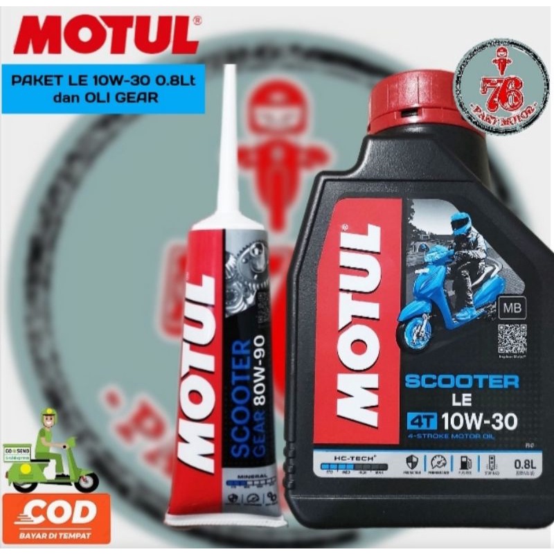 PAKET OLI MOTUL SCOOTER LE 10W-30 0.8lT+OLI GEAR MOTUL