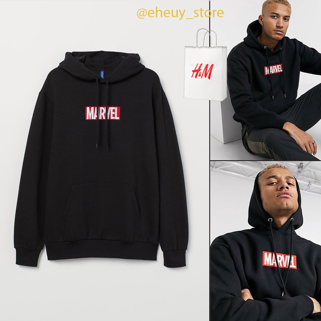 Hoodie H&amp;M Marvel logo bordir Sweater marvel logo box