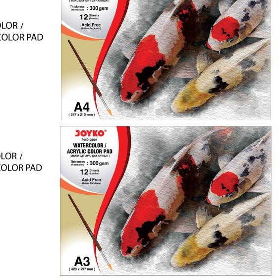 

☋ Joyko Watercolor Pad Buku Gambar Cat Air Akrilik 300 gsm 12 Sheets - PAD-2000 ♦