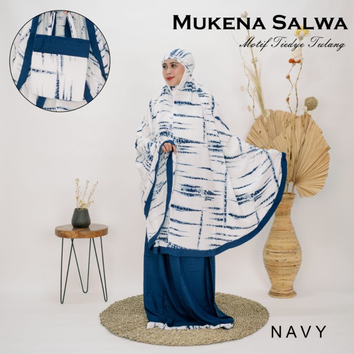 Mukena Bali | Mukena Bali Super Jumbo XXL Motif Salwa Kekinian - Navy