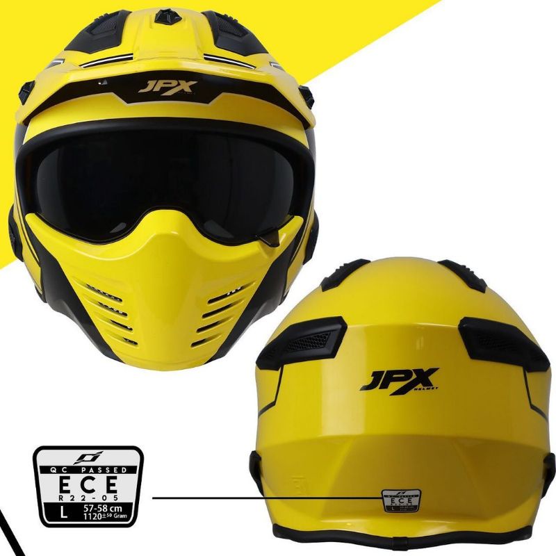 HELM JPX MX726R MOTIF R-03 XRIDE YELLOW ORIGINAL JPX MX 726R - ONGKIR TERMURAH 2KG