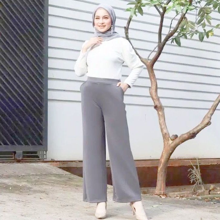 Celana Kulot Wanita Highwaist Clana Kulot Wanita Panjang Bahan Scuba Premium