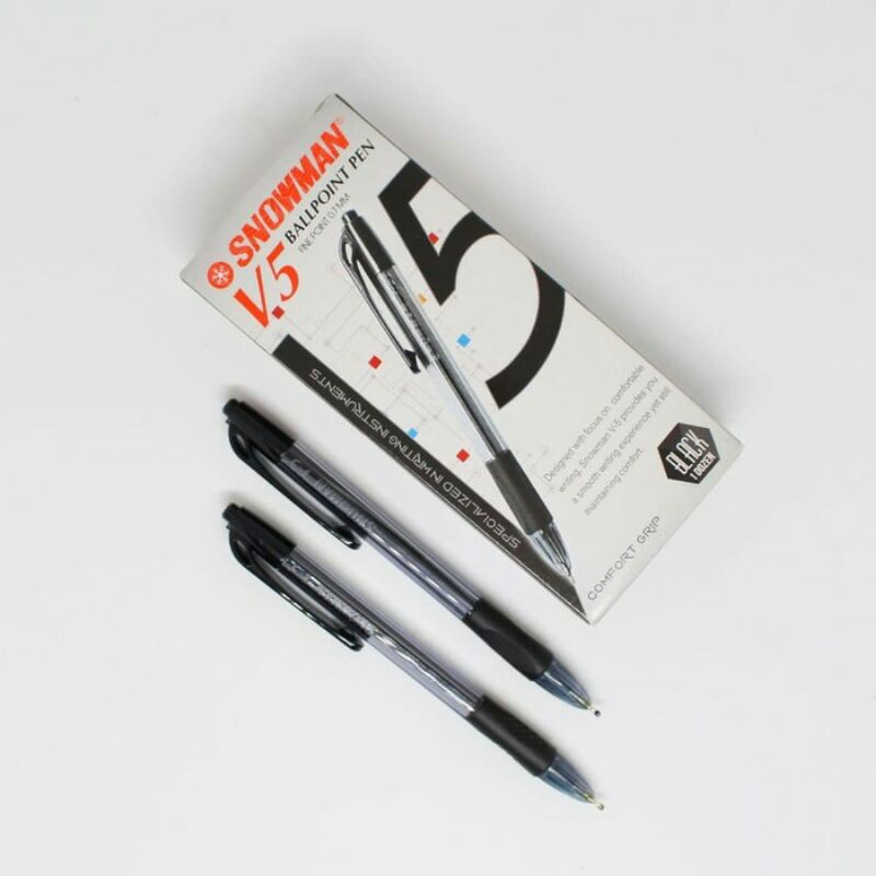 

BOLPEN PULPEN BALLPOINT SNOWMAN V5 HITAM PER LUSIN