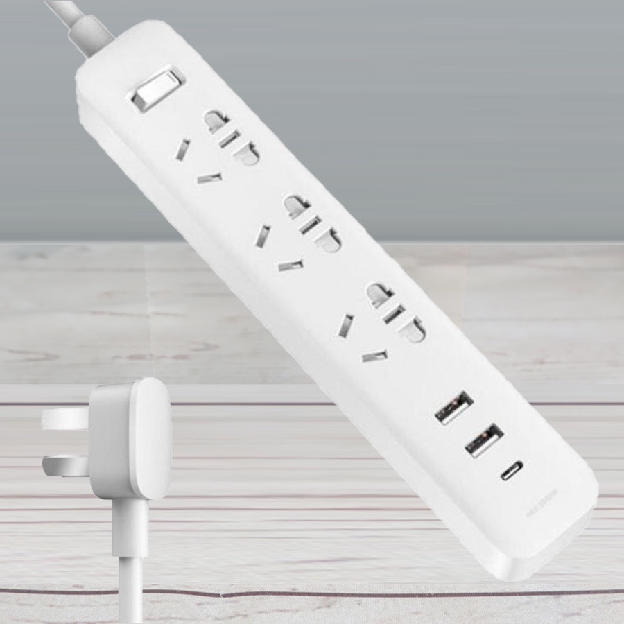 Smart Power Strip 3 Plug dengan 2 USB A Port dan 1 USB C - XMCXB05QM - White