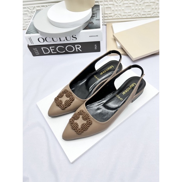 sepatu flat shoes wanita terbaru kekinian pesta louisdear flat 2 cm bahan dove B70