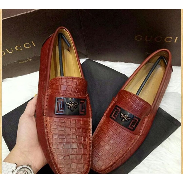 SEPATU LOAFERS PRIA FASHION MURAH KULIT ASLI - GUCCI - BROWN