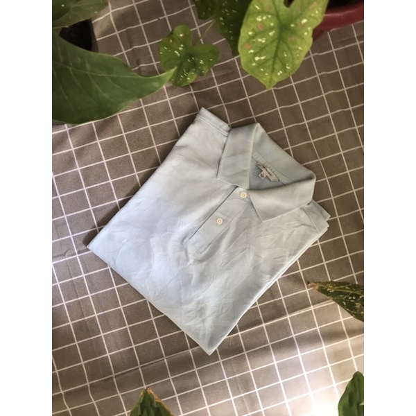 Kaos Kerah UNIQLO Biru Mint (L) PL Second Keren