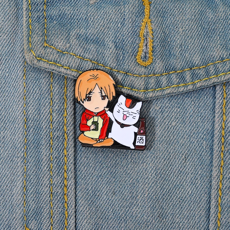 Bros Pin Desain Natsume and The Cat Untuk Aksesoris Pakaian