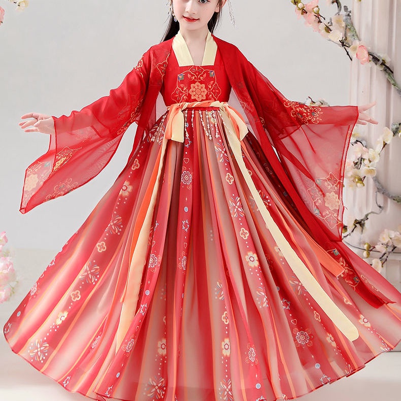 Girls' Han dress Ru skirt thin super fairy children's ancient dress little girls' Tang dress Chinese