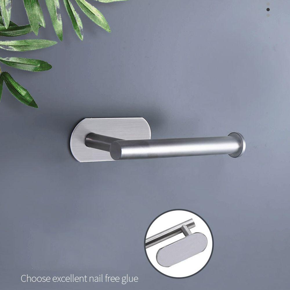 Populer Toilet Roll Holder Perlengkapan Dapur Stainless Steel Tanpa Bor Rak Penyimpanan Tempel Dinding