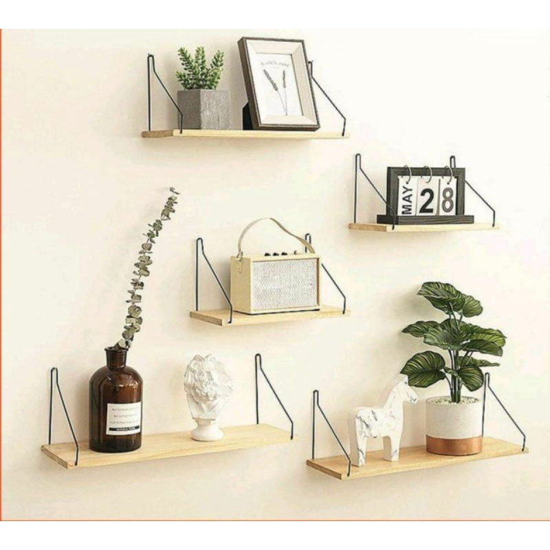 Rak bunga minimalis tv jilbab kaktus dinding kosmetik tempel hias gantung buku dari besi kayu jati R