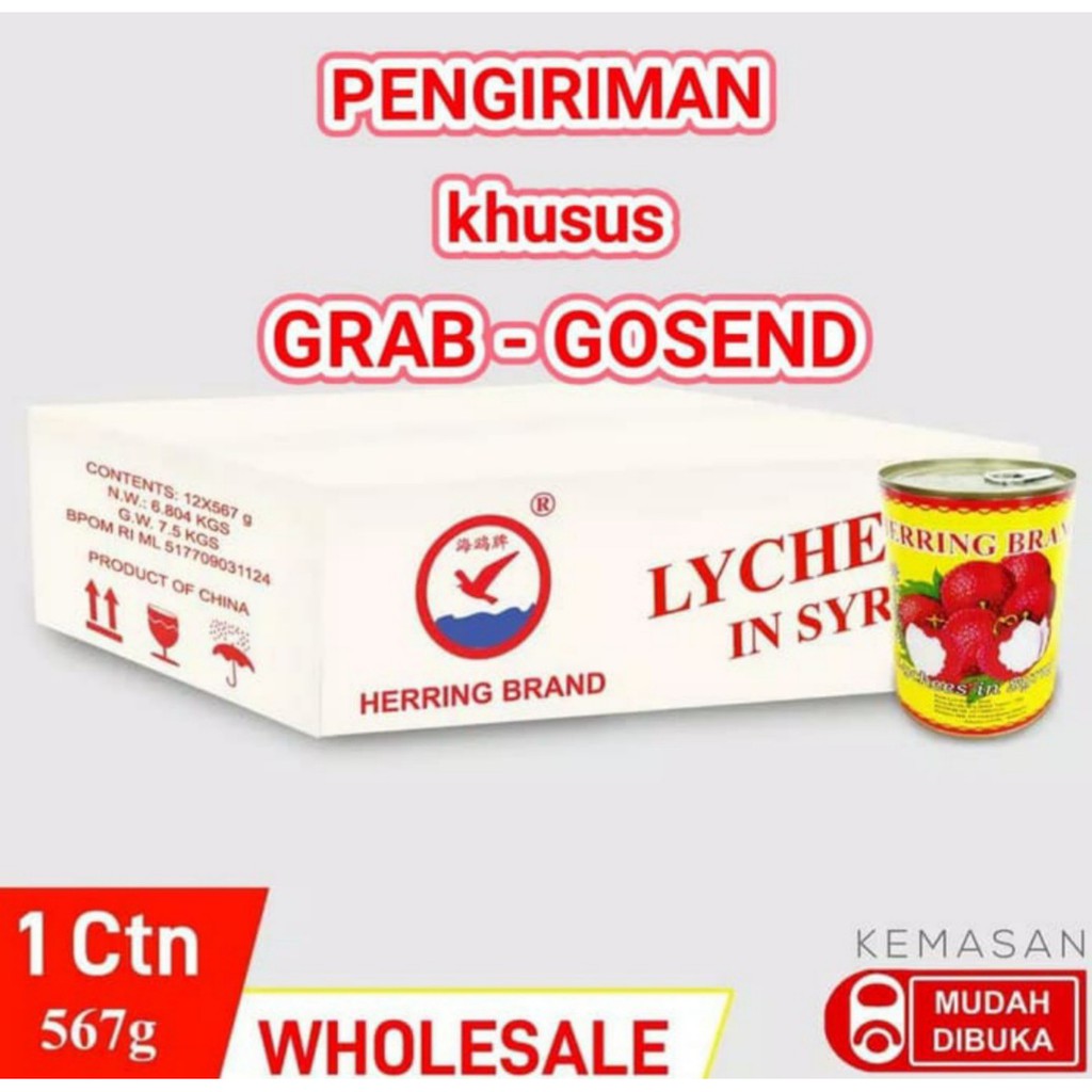 

Herring Brand Leci Kaleng / lychee in syrup 567gr-(1 karton isi 12pcs)