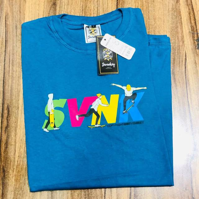 PAKAIAN PRIA KAOS SEVENKEY ORIGINAL BIRU TOSCA KAOS DISTRO THANKSINSOMNIA ORIGINAL KAOS MURAH