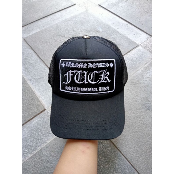 Chrome hearts FVCK Hollywood Trucker Hat Black