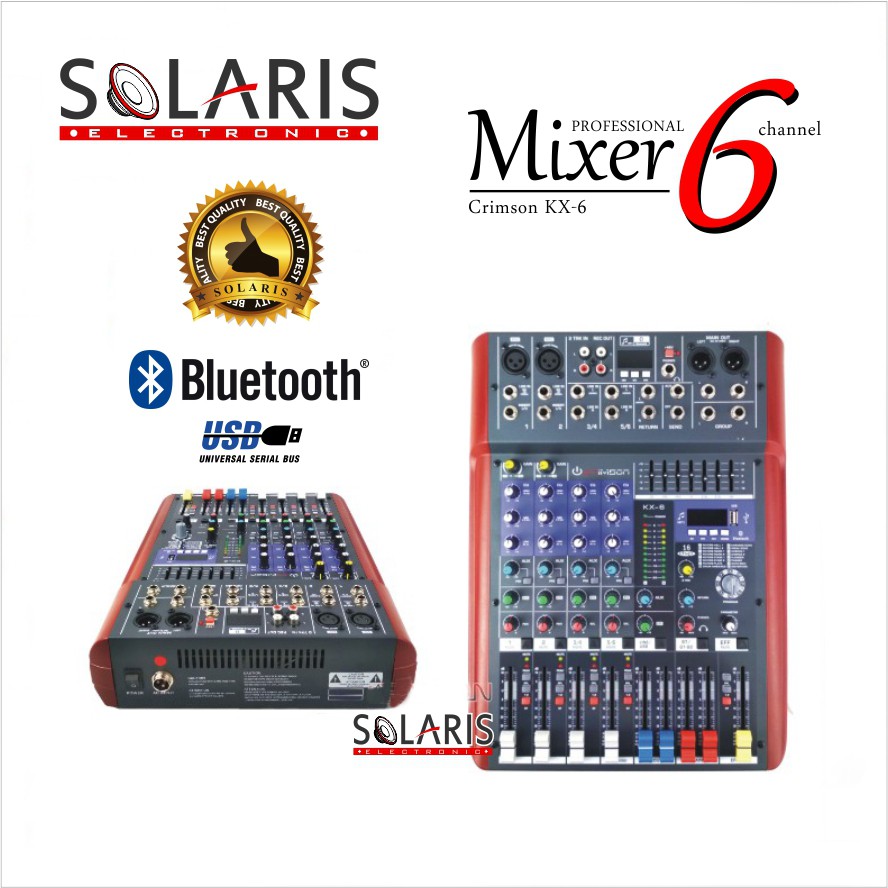 MIXER 6 Channel BLUETOOTH USB EQUALIZER CRIMSON KX-6