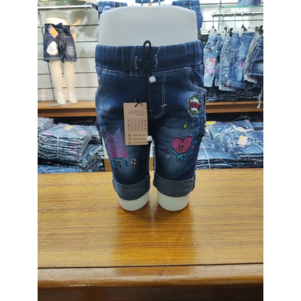 celana jeans anak perempuan // celana jeans pendek anak perempuan gambar BTS  usia 2 - 12 tahun