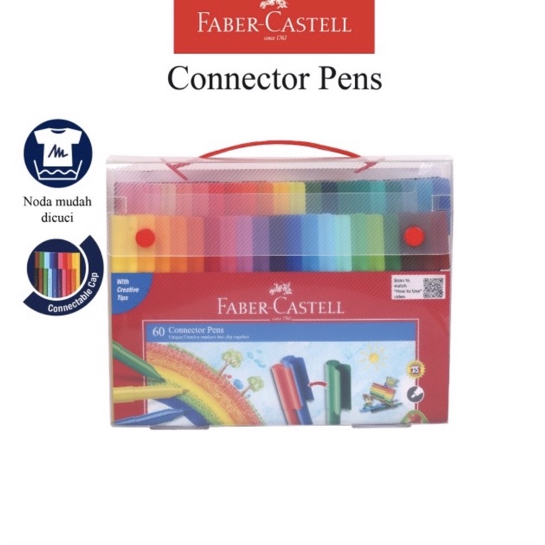 FABER CASTELL CONNECTOR PEN MARKER 10 / 60 WARNA - 10 COLORING PEN MARKERS COLORFULL / NEON COLORS / BRIGHT SOLID COLORS