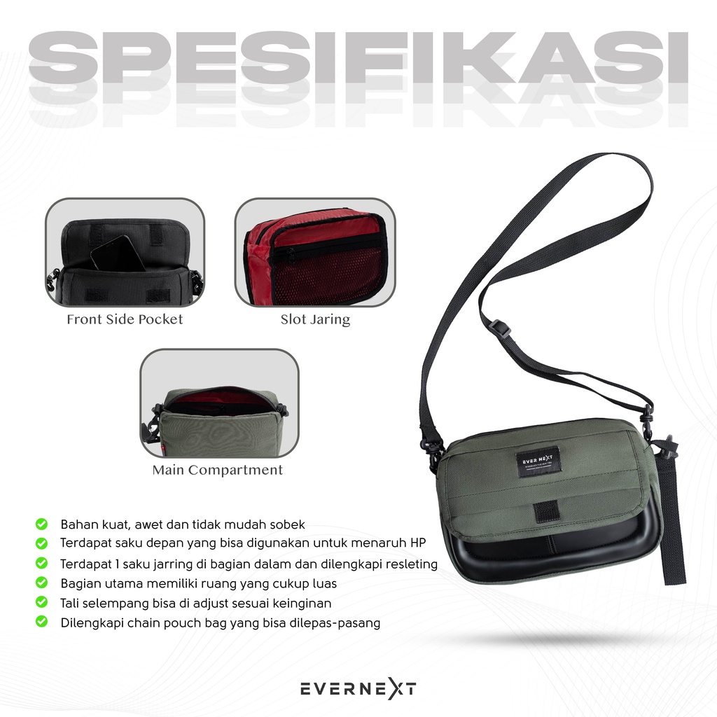 Tas Selempang Pria Sling Pouch Bag Sporty Trendi Casual Branded Distro Pesta Kuliah Hangaout Model Premium Wolfy