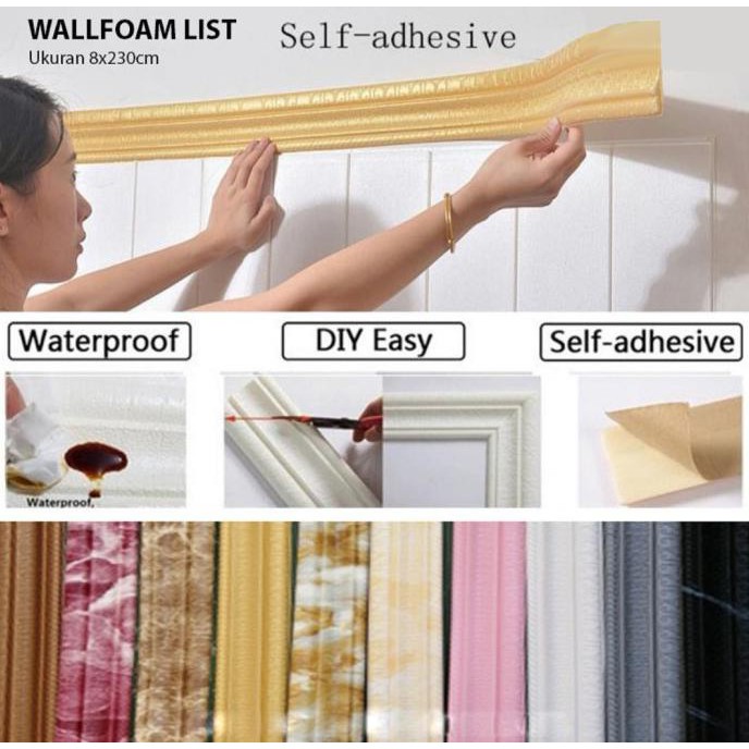 Wallpaper List / Lis Profil Border Foam Stiker 3D Ukuran 230Cm X 8 Cm - Marmer07