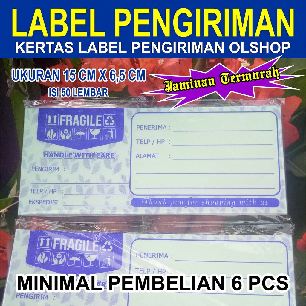 

1000 Lembar !! Kertas Label Pengiriman Fragile Biru