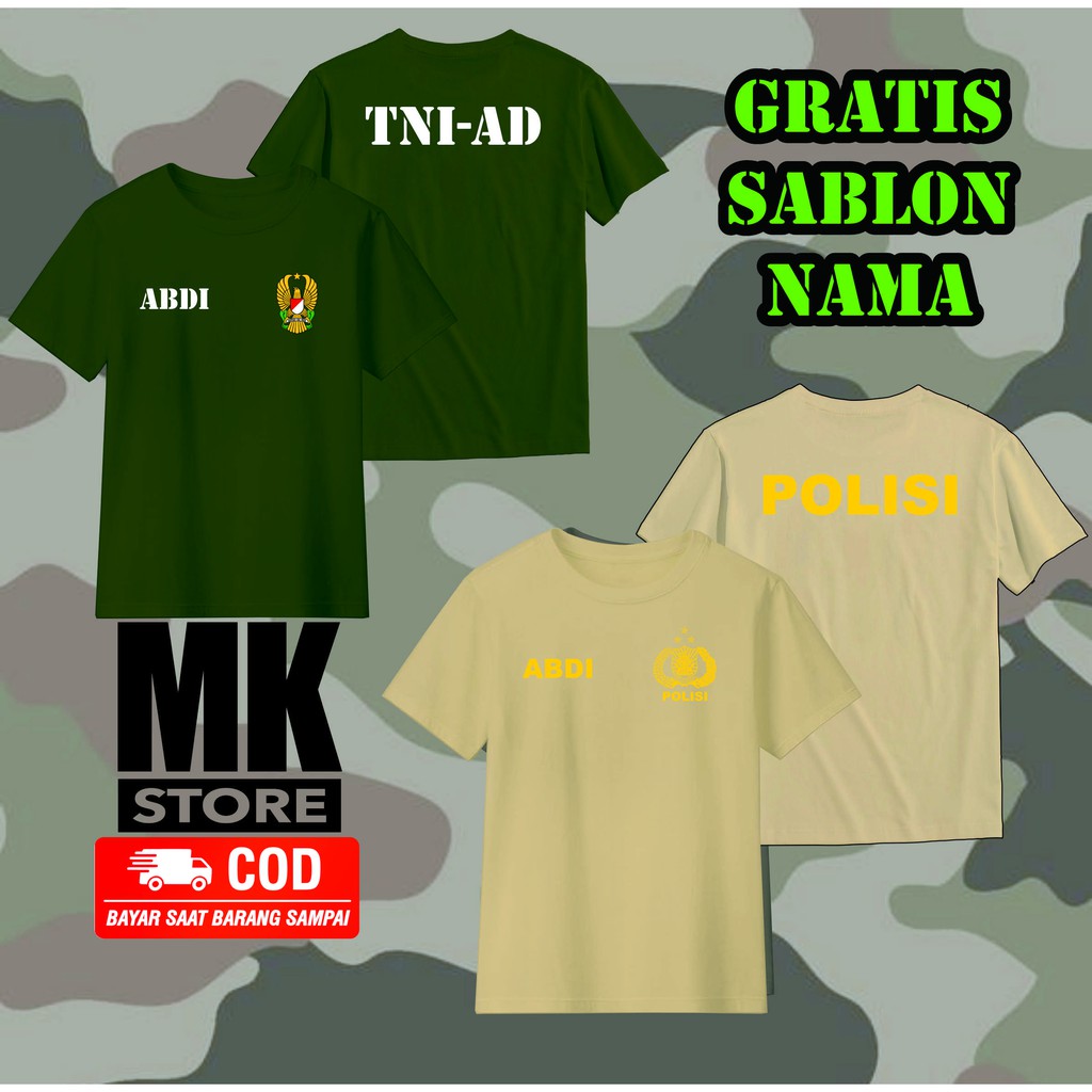 Kaos baju anak tni polisi tentara cowok cewek laki laki perempuan pria wanita