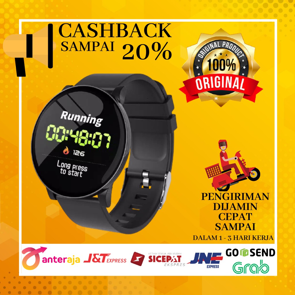 Jam Tangan Smartwatch Aolon Smart Watch W8 Pria Wanita Gorilla Glass Anti air Slim Design Original