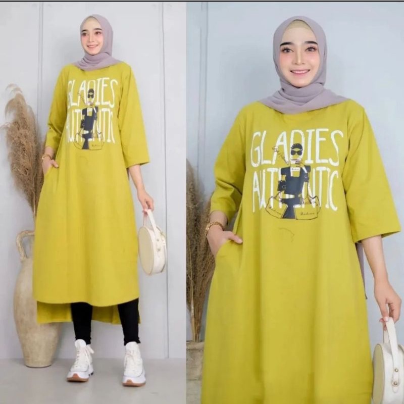 Gladies MIDI dress Matt combed 24s / tunik wanita muslimah terbaru 2022 / atasan wanita terbaru / tunik kekinian / baju muslim wanita terbaru 2022